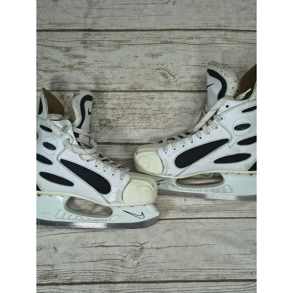 Vintage White Nike Zoom Air Ice Hockey Player Skates Fedorov Size 11.5 Mens